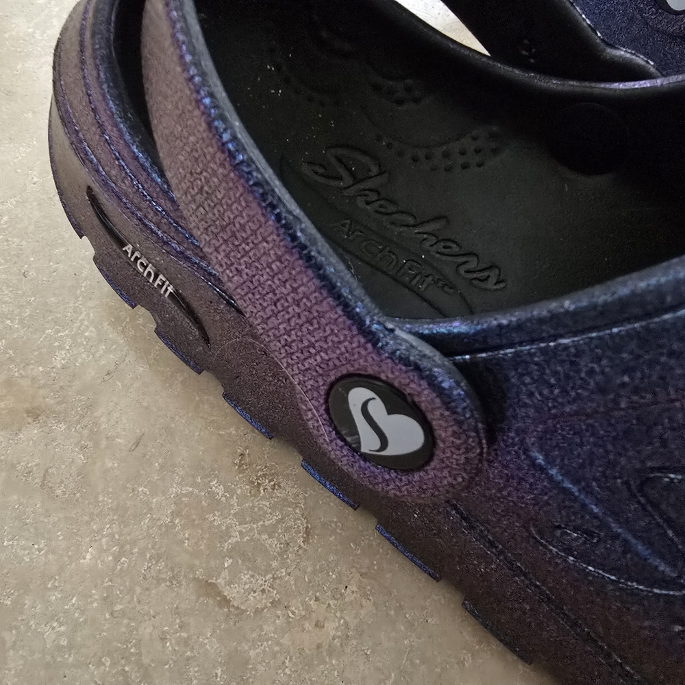 Skechers Foamies Arch Fit Footsteps - Pixie Dust Clogs in Black Pearl SZ 6 - Picture 7 of 7
